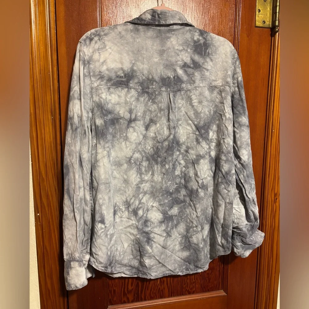 SANCTUARY Women’s Gray Tie-Dye Long Sleeve Button-down Shirt Size Medium